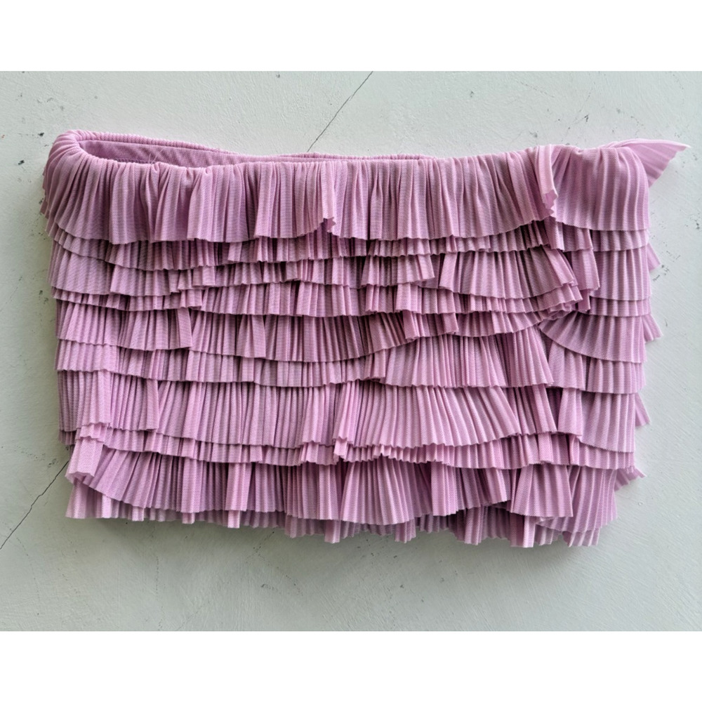 Mable Tulle Ruffle Tube Top Small Valentines Pink